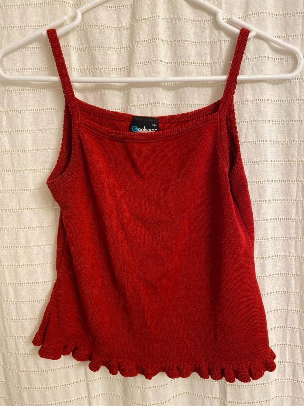 Cool wear Red Knit Spaghetti Strap Tank Top small